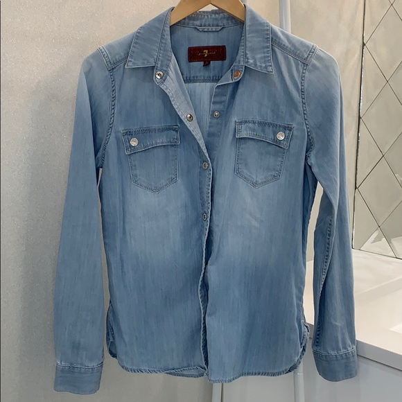 7 For All Mankind Tops - 7 For All Mankind // Light Denim Button Down